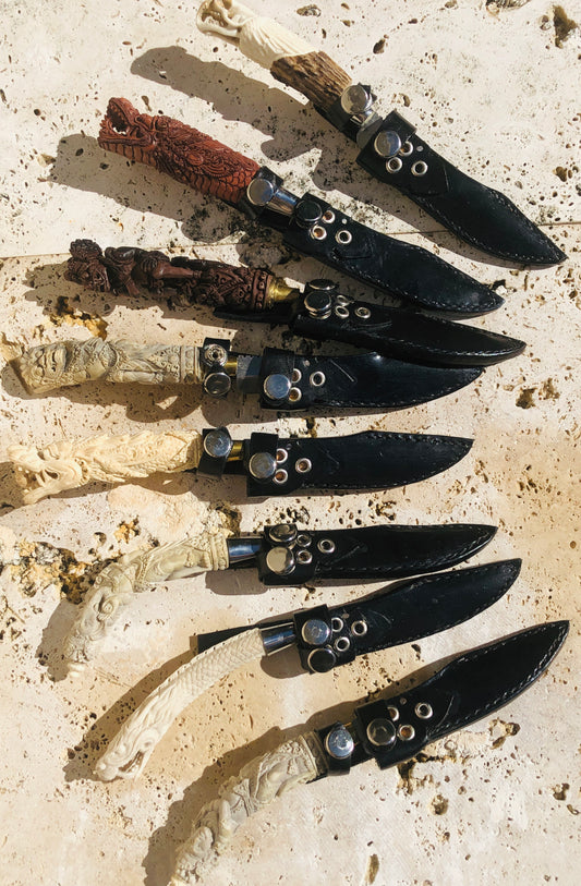 Decorative Balinese Hand-Carved and Hand Forged Knives