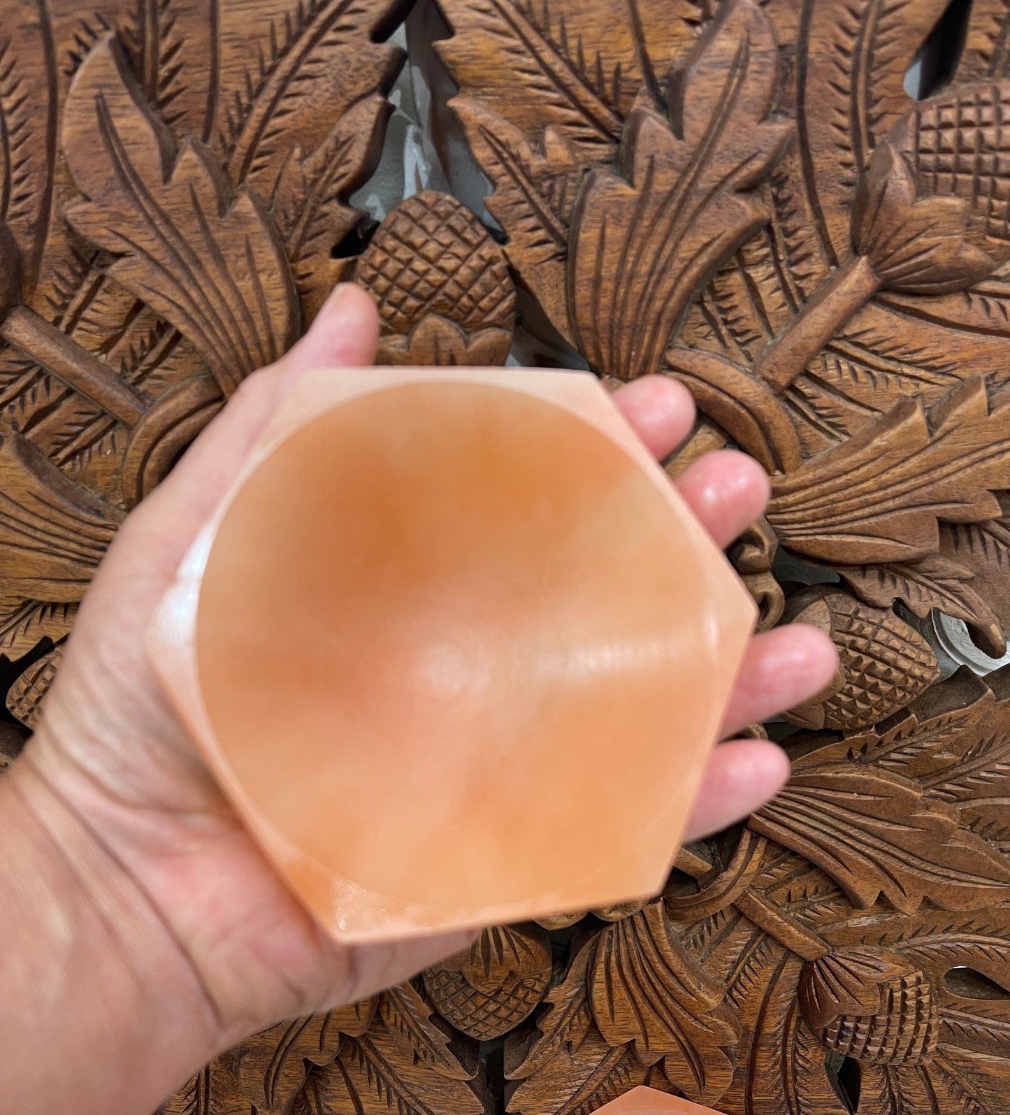 Peach Selenite Hexagon Crystal Charging Cleaning Bowls