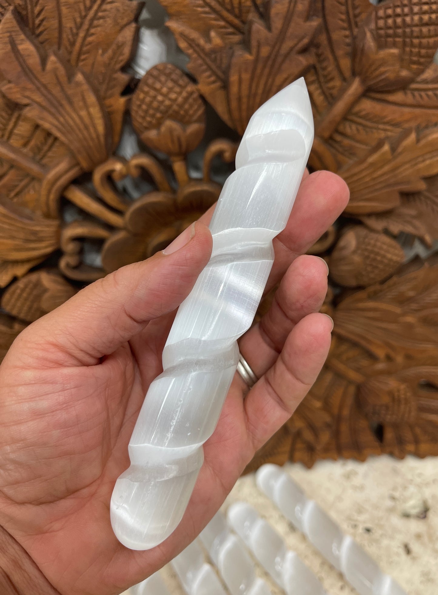 Selenite Carved Twist Wand