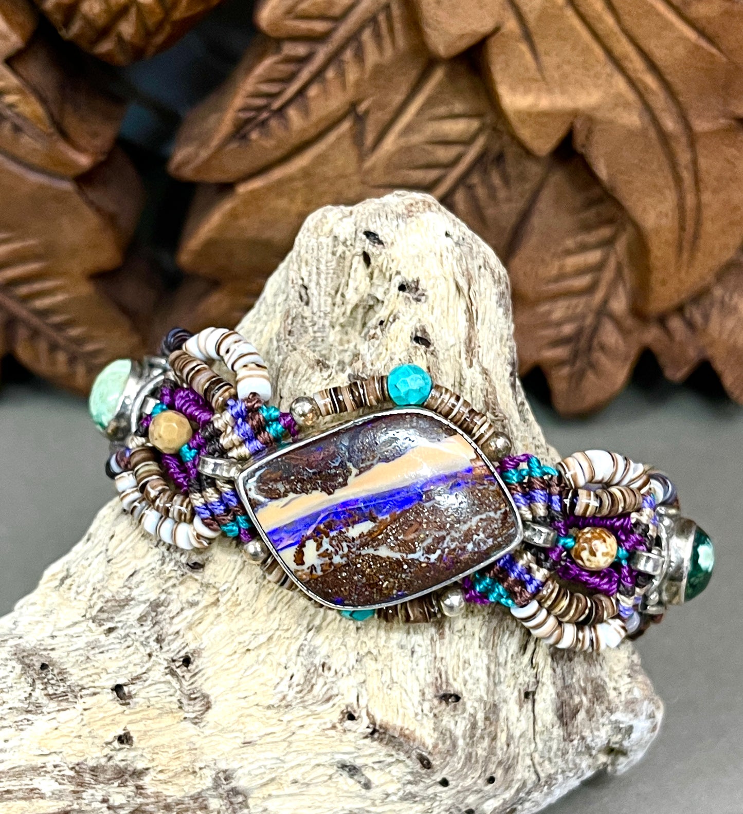 Macrame Boulder Opal Bracelet