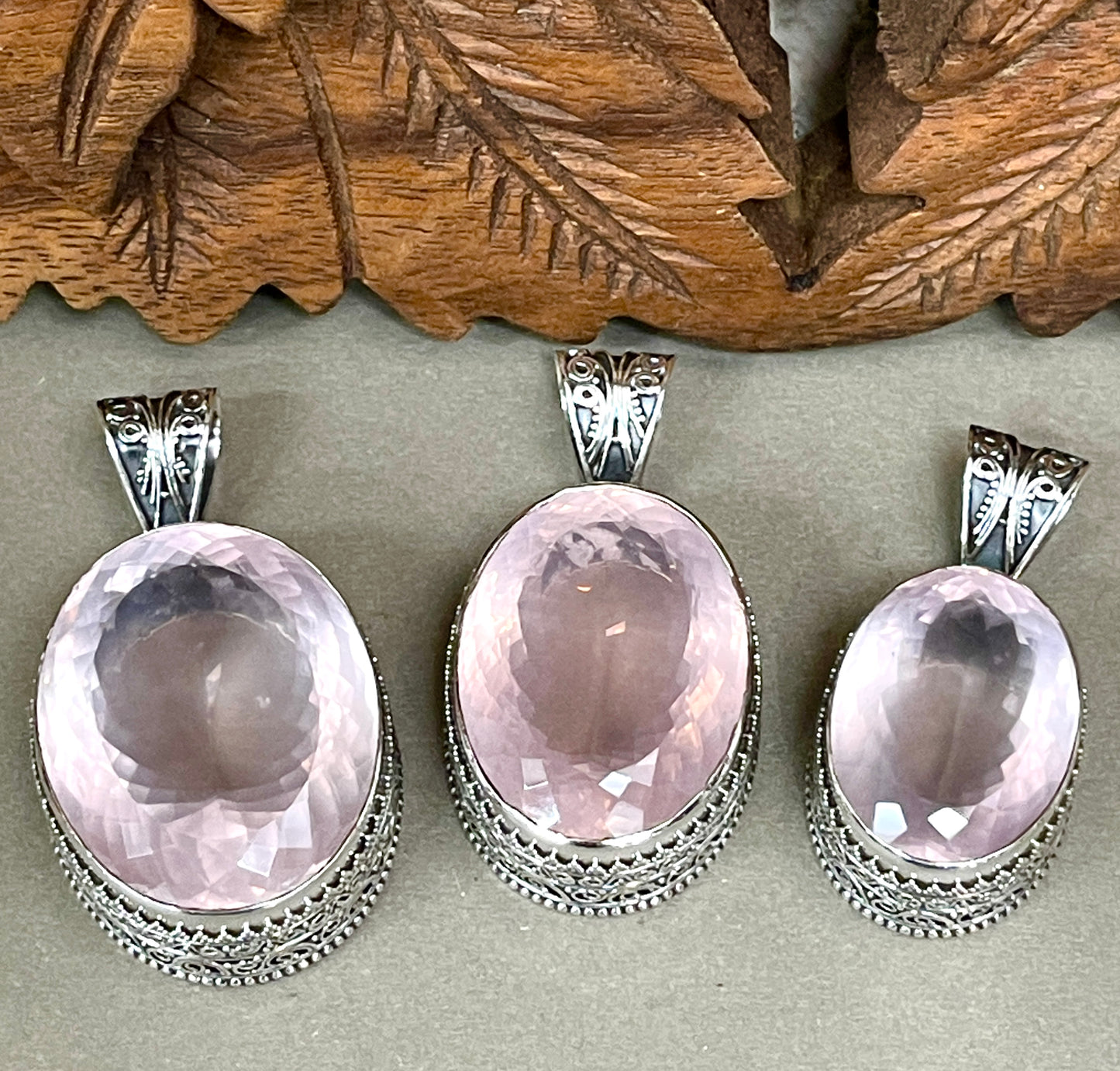 Faceted Rose Quartz Pendants - X Large Stones