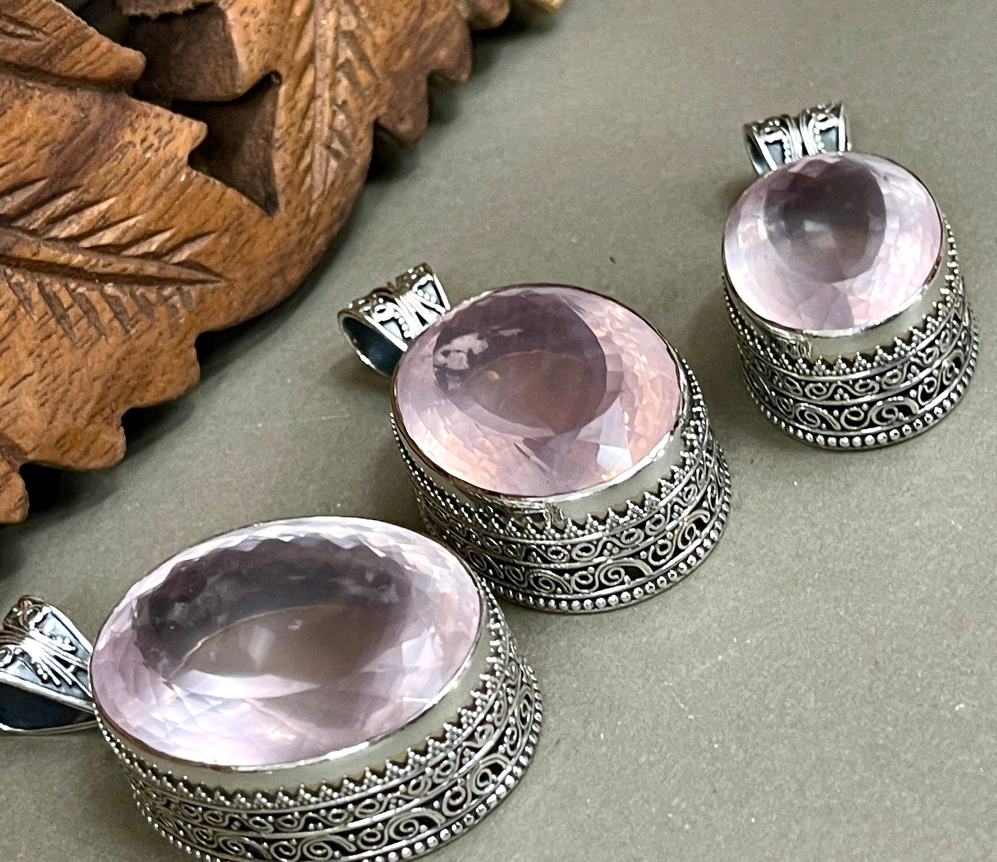 Faceted Rose Quartz Pendants - X Large Stones