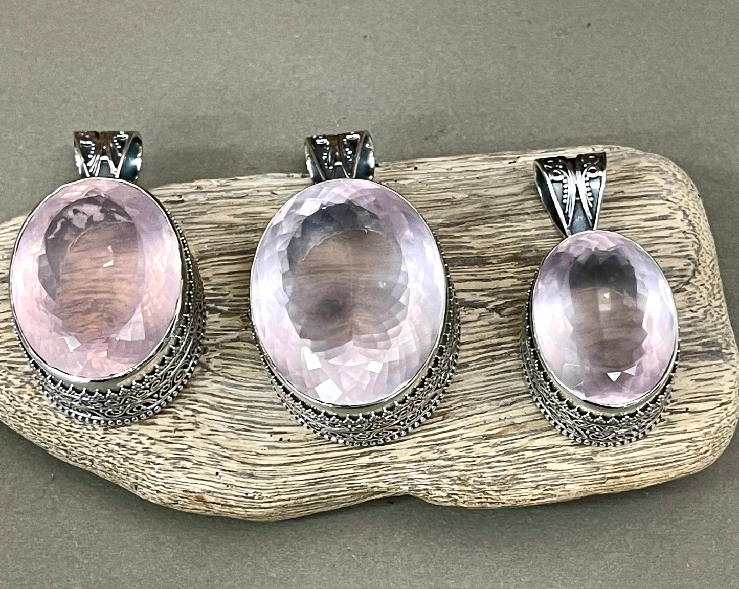 Faceted Rose Quartz Pendants - X Large Stones