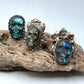 Carved Labradorite Skull Rings