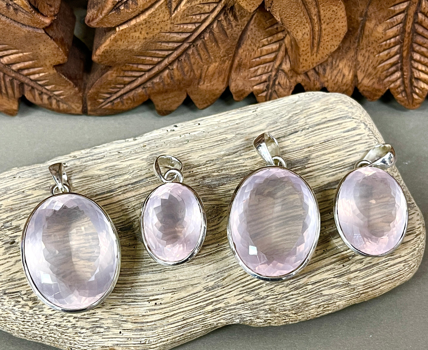 Faceted Rose Quartz Pendants