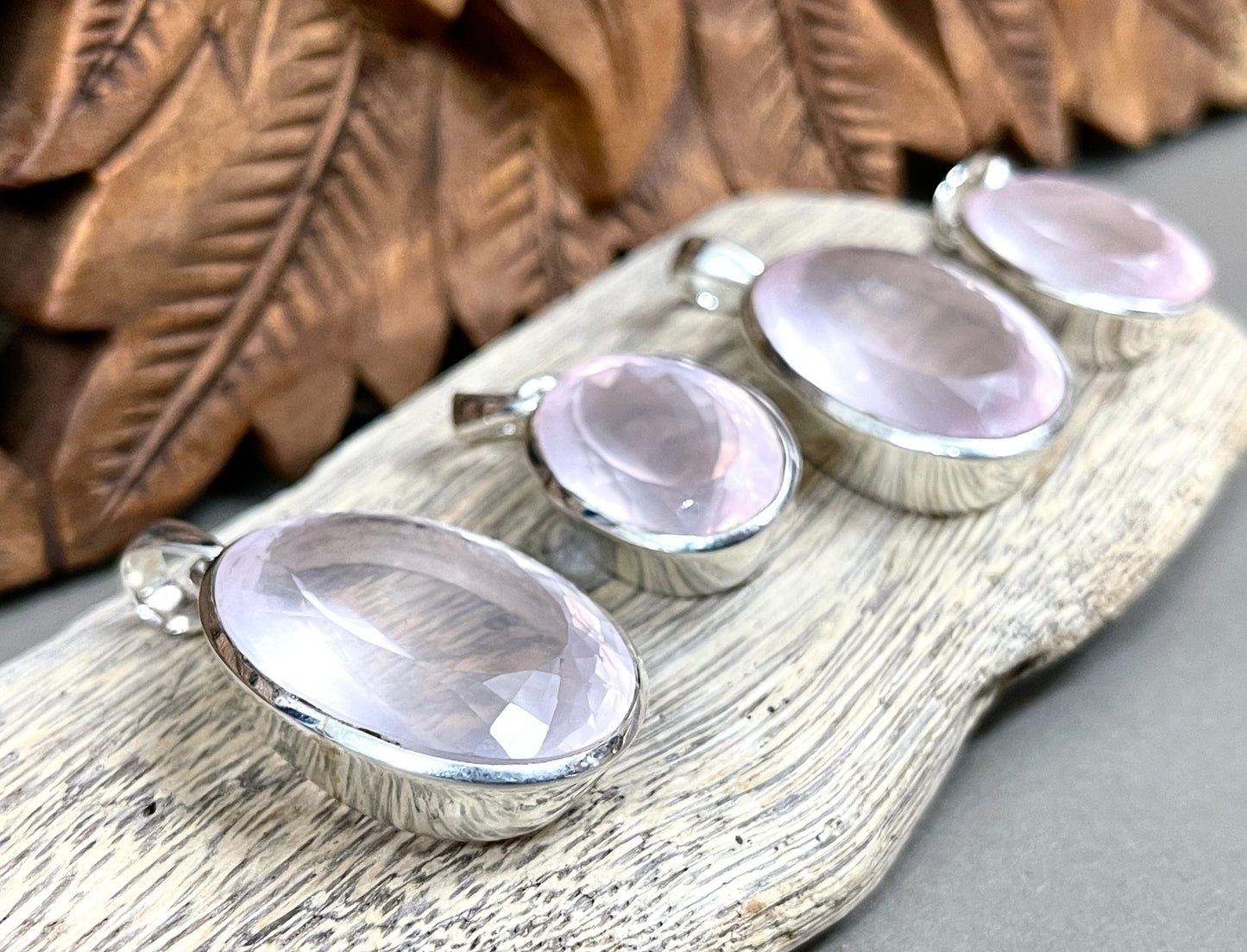 Faceted Rose Quartz Pendants