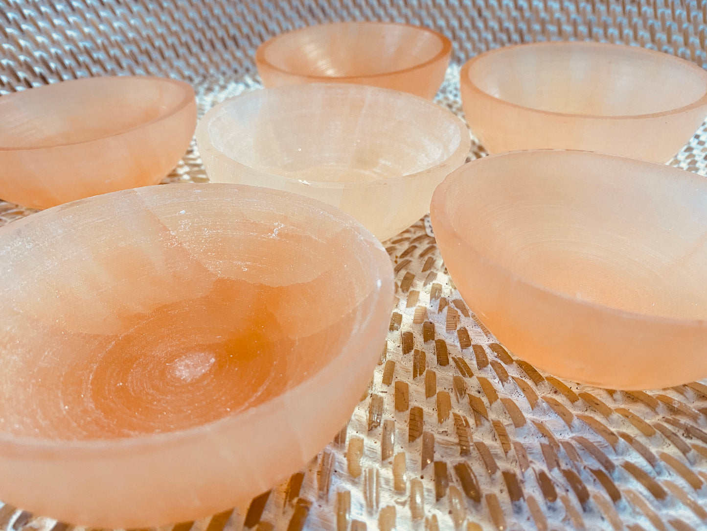 Peach Selenite Crystal Charging Cleaning Bowl