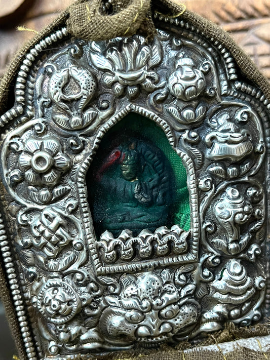 Tibetan Buddhist Gau Pendant in Red Coralwith Ganesh or Buddha Tibetan Buddhist Gau Pendant in Red Coralwith Ganesh or Buddha
