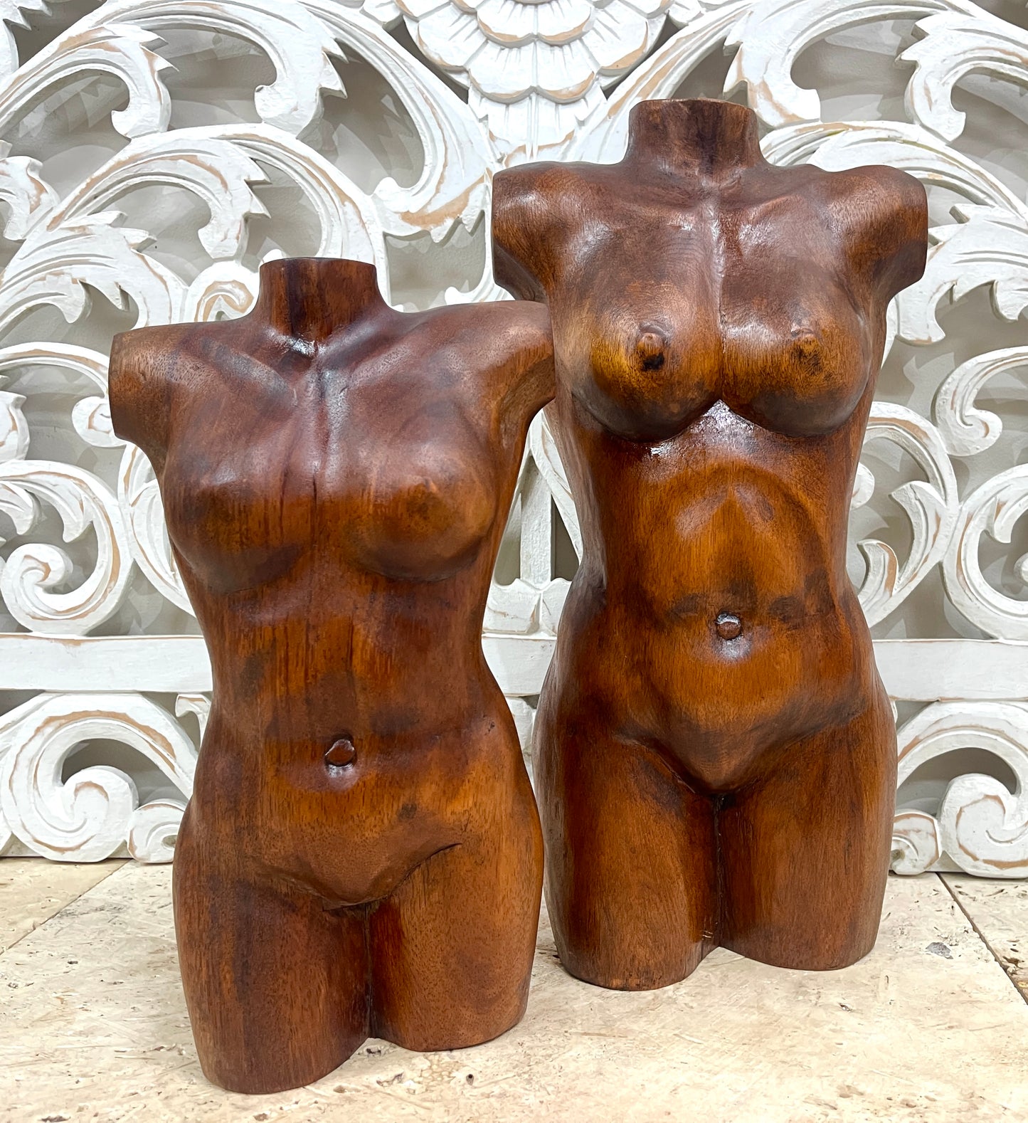 Hand Carved Women Wood Torso
