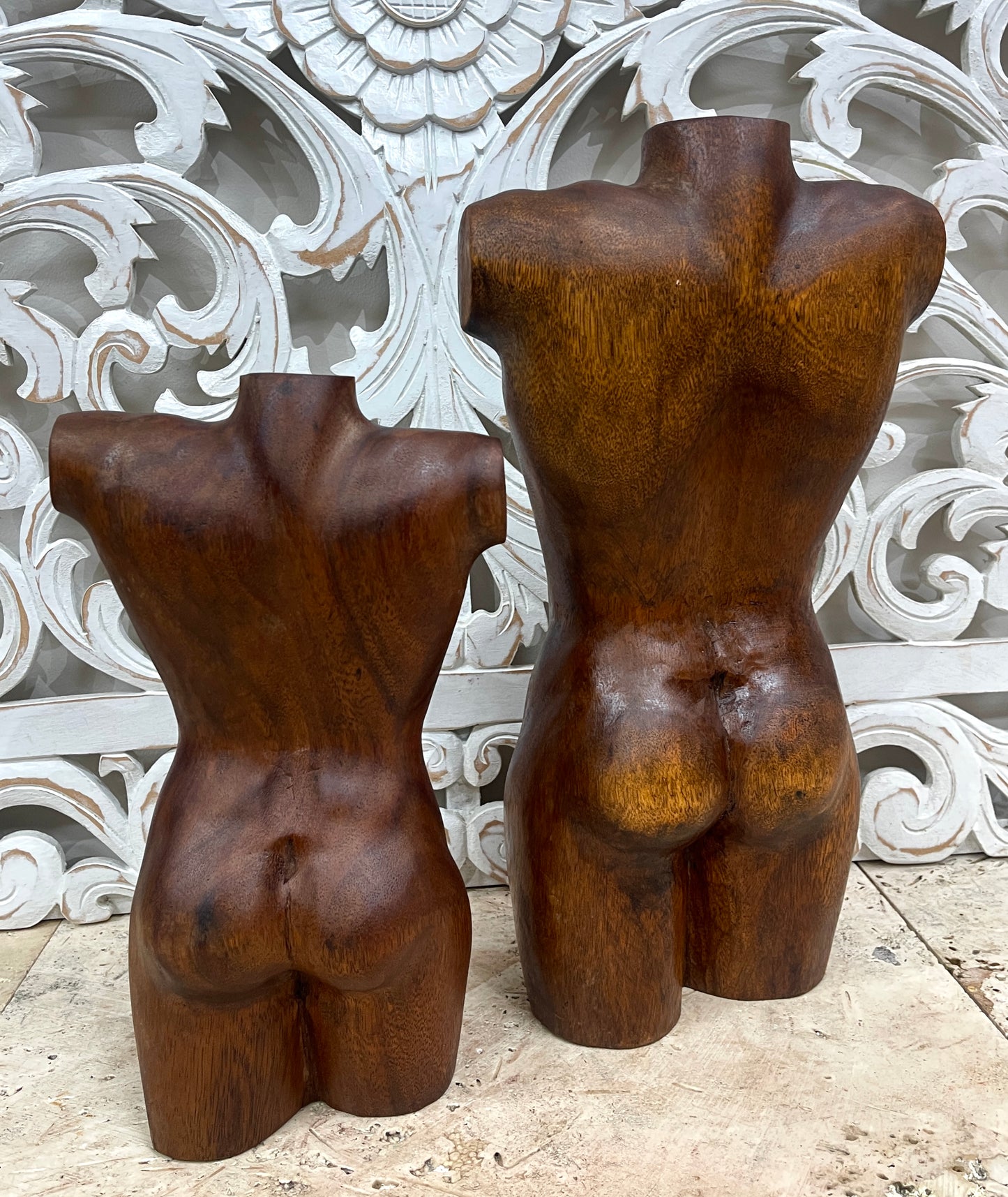 Hand Carved Women Wood Torso