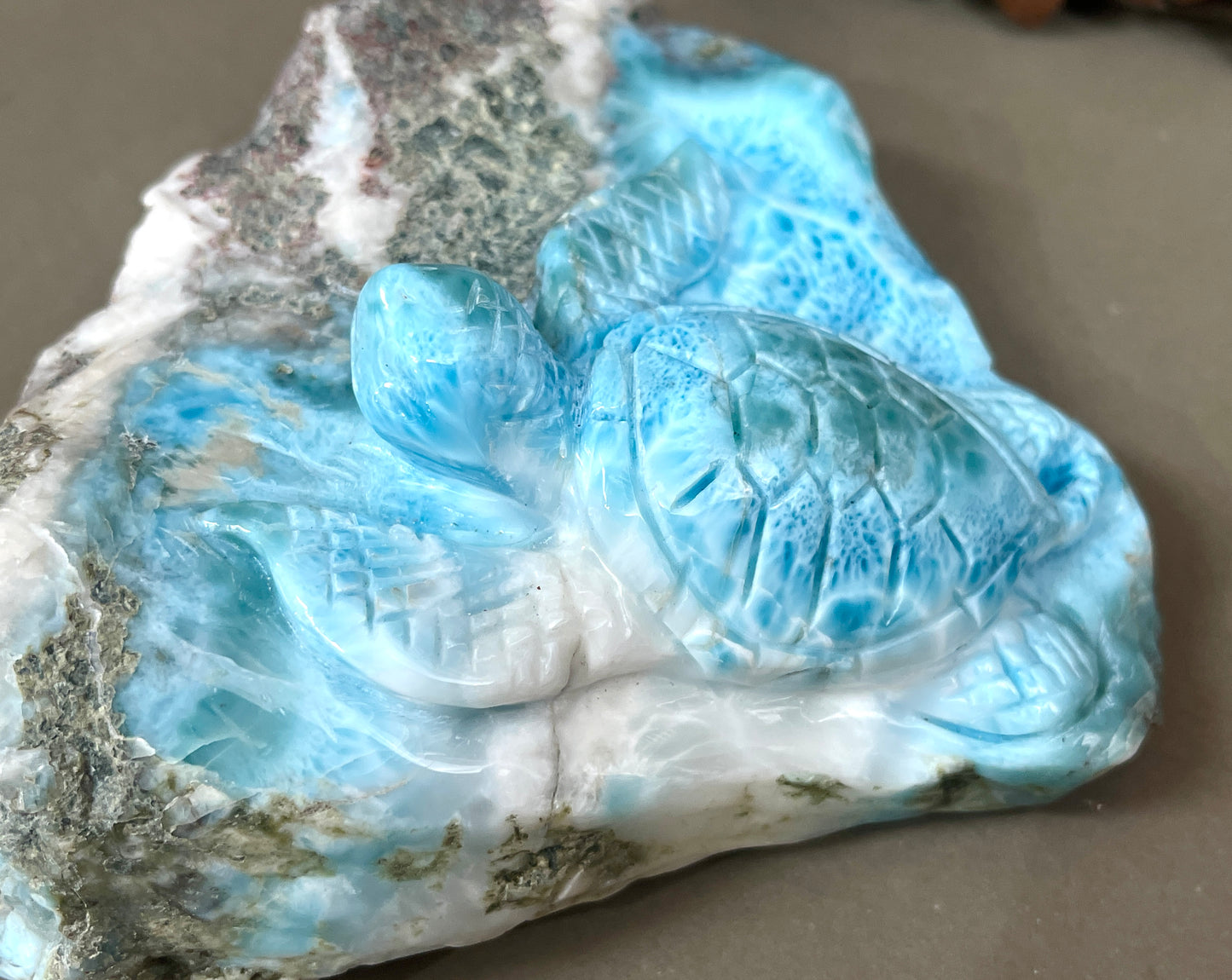 Larimar Turtle Carvings