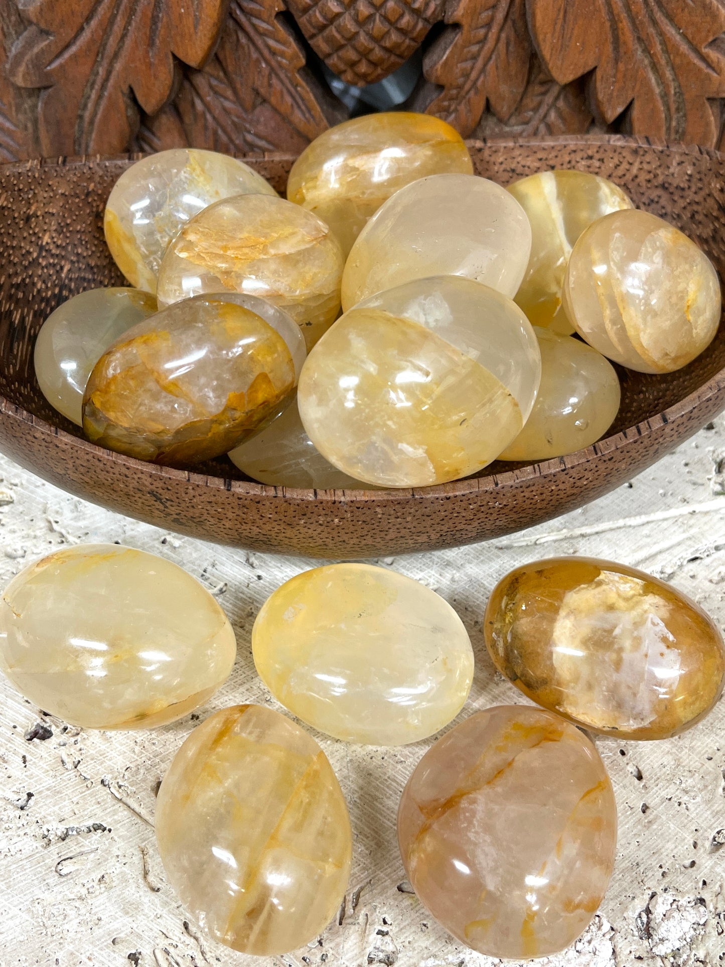 Golden Healer Quartz Palm Stones