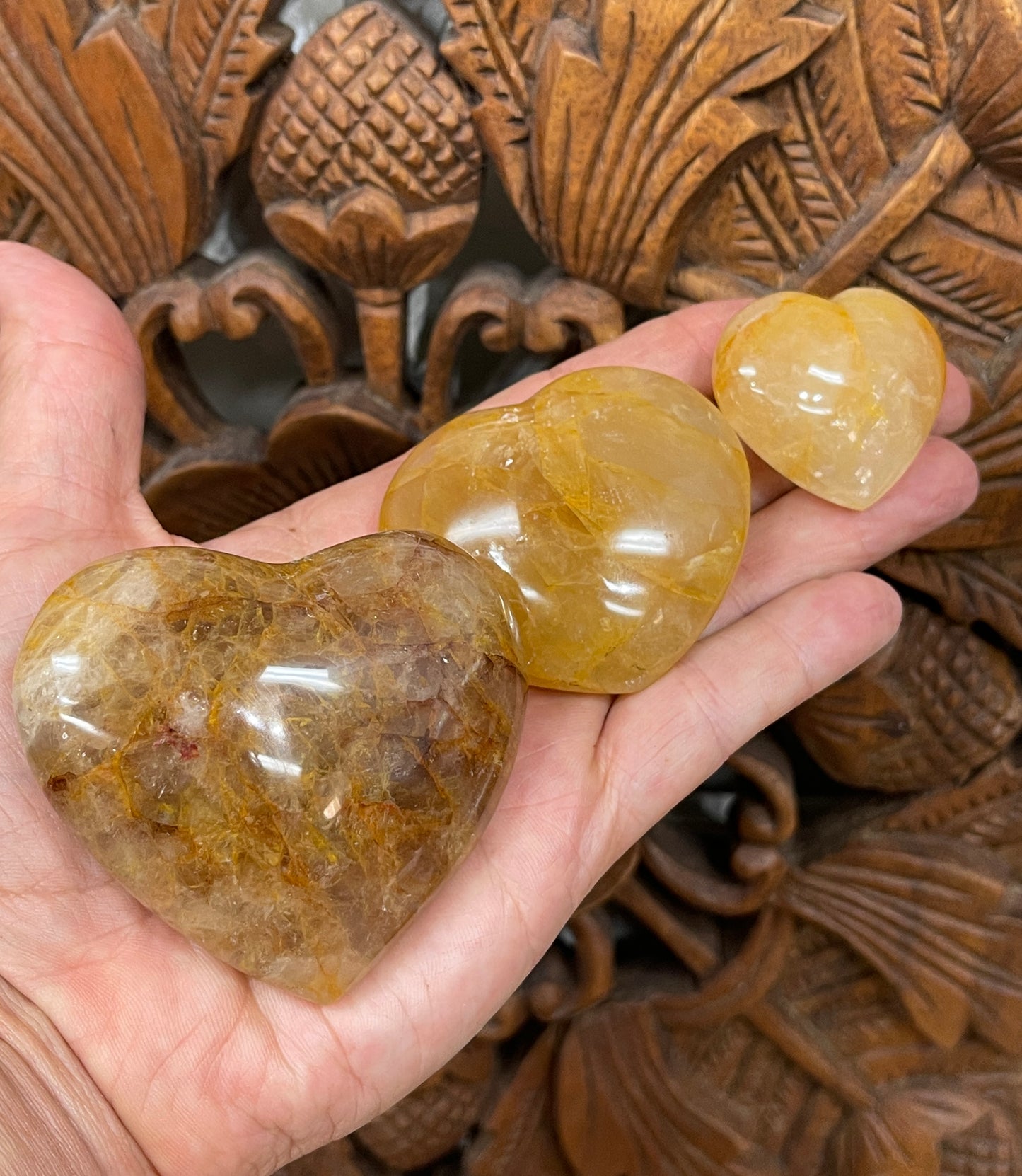 Golden Healer Quartz Hearts - Available in 3 Sizes