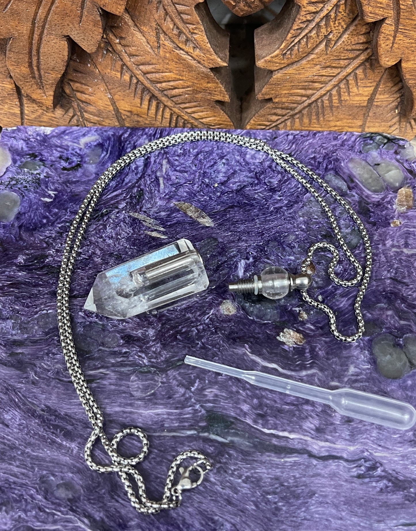 Quartz Crystal Oil Bottle Necklaces