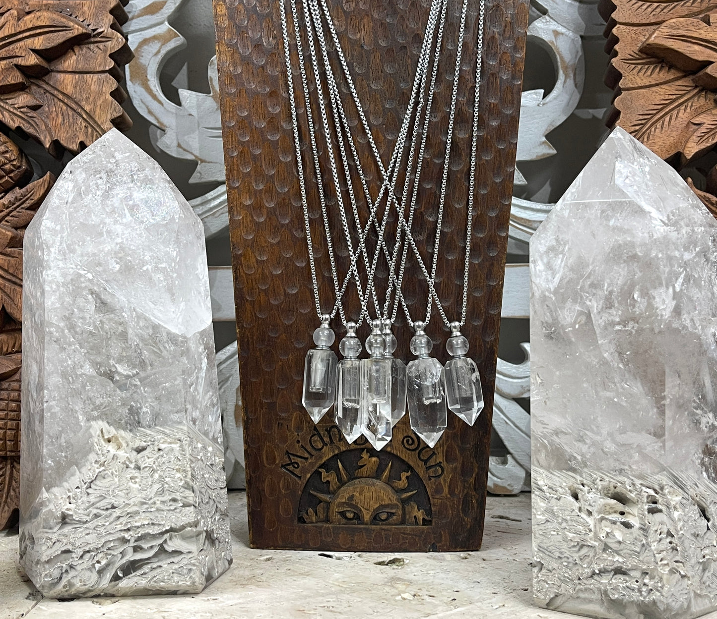 Quartz Crystal Oil Bottle Necklaces
