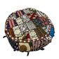 Large Round Embroidered Rajasthani Patchwork Floor Pillows