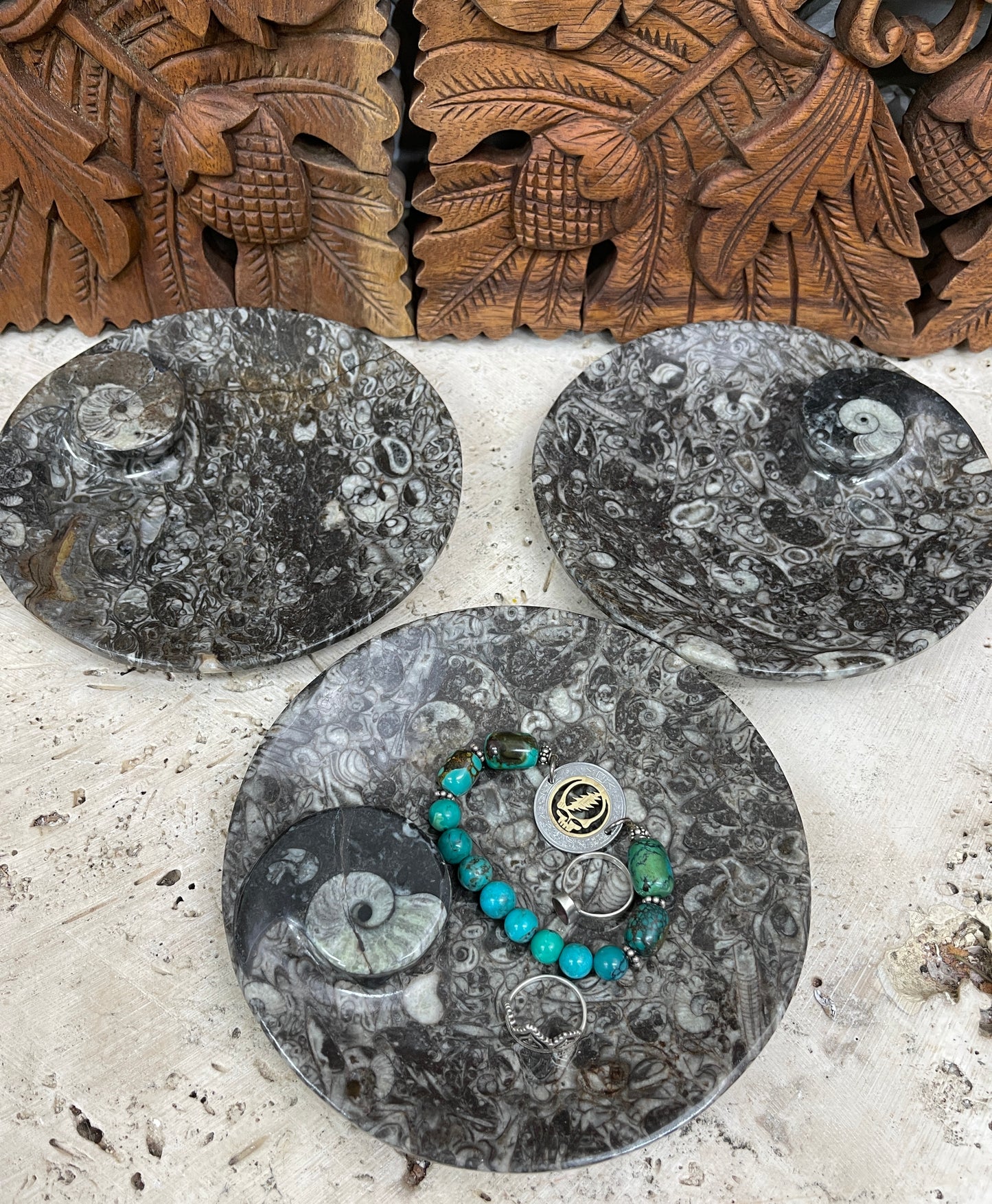 Ammonite fossil jewelry / key dish