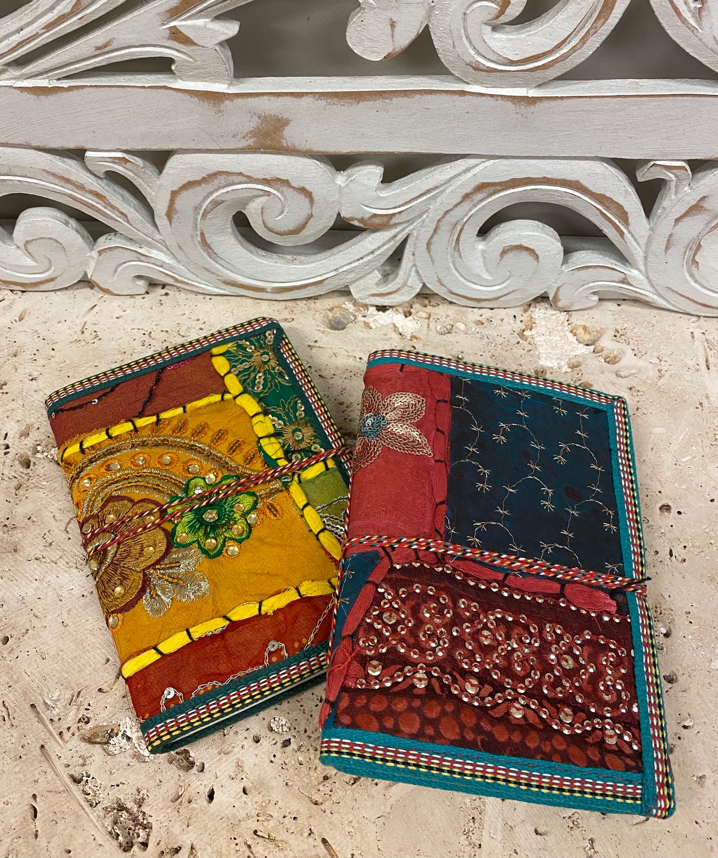 Rajastani Sequin Sari Patchwork Journals 5" x 7" from India