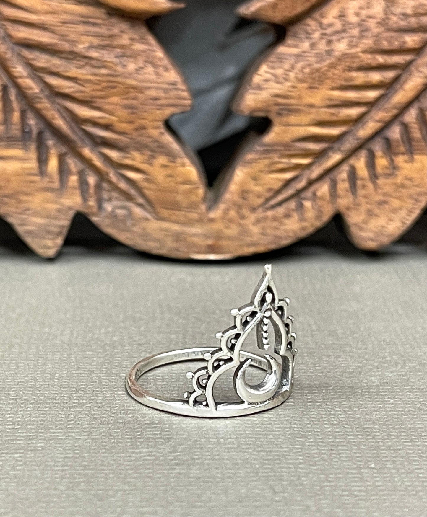Crescent Moon Mandala Ring