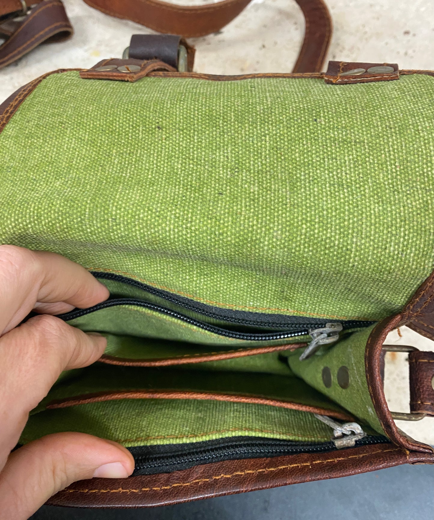 Hand Made Camel Leather Mini Square bottom purse 5 Pockets! 7" x 5