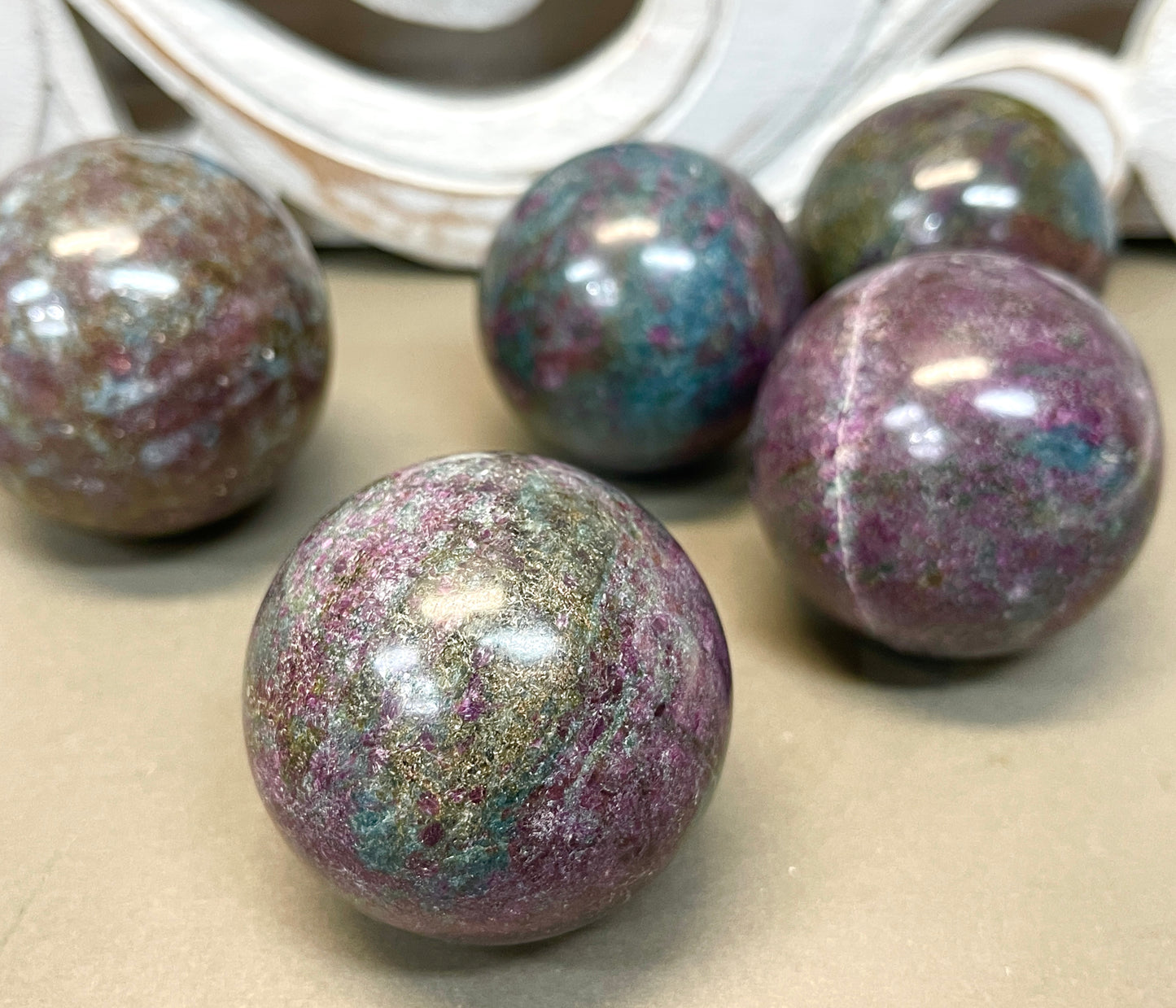 Ruby Kyanite Spheres