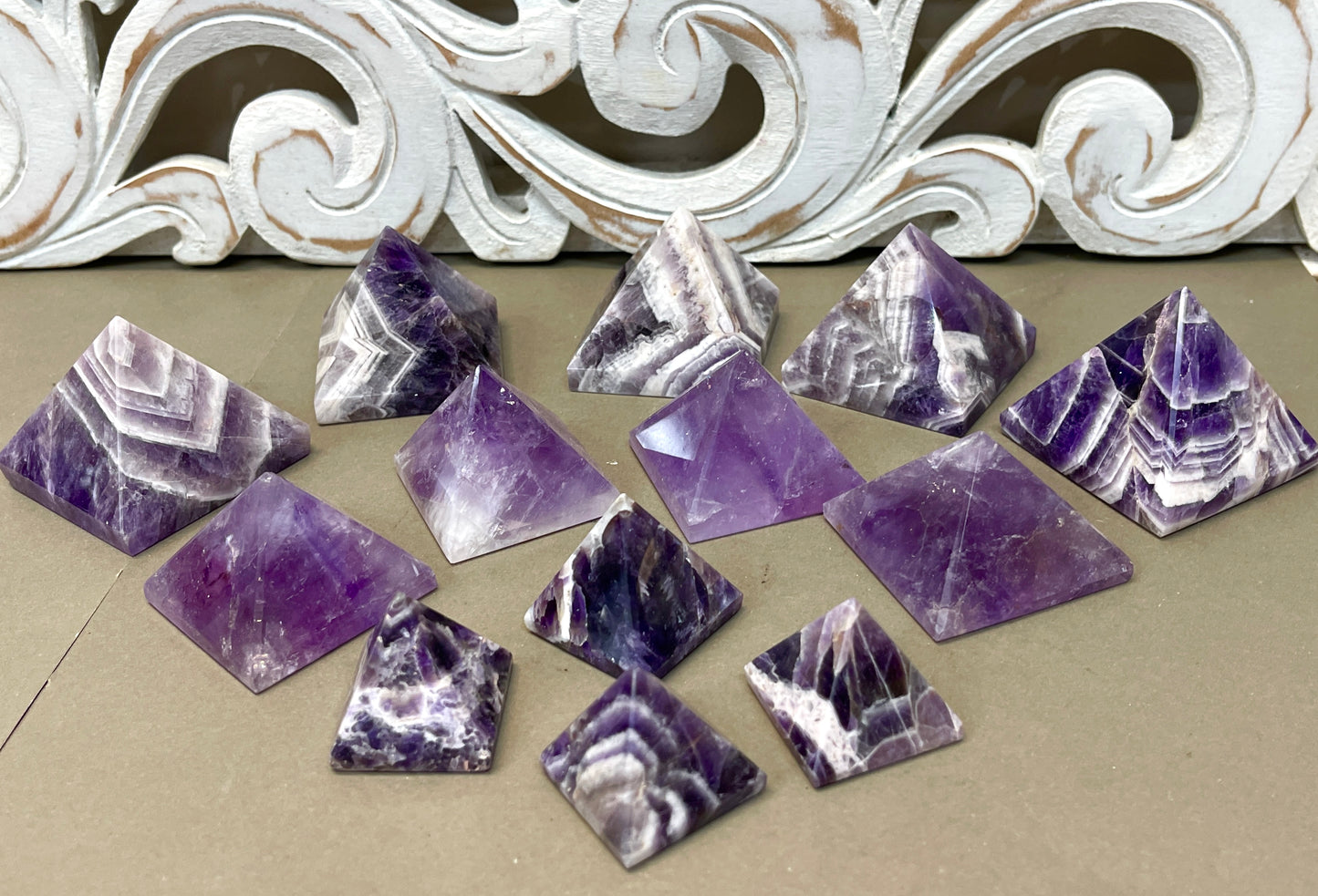 Chevron Amethyst Pyramids