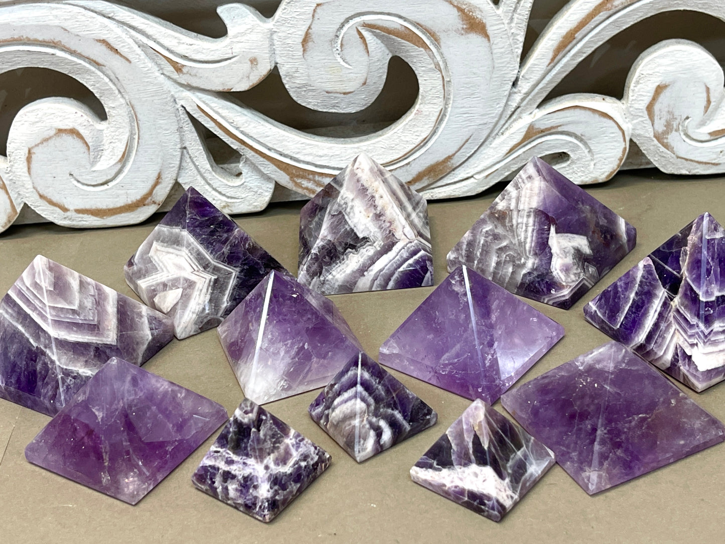 Chevron Amethyst Pyramids