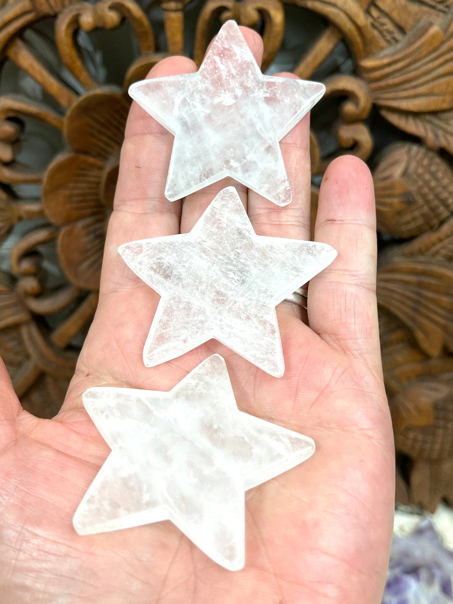 Hand carved Gemstone Stars