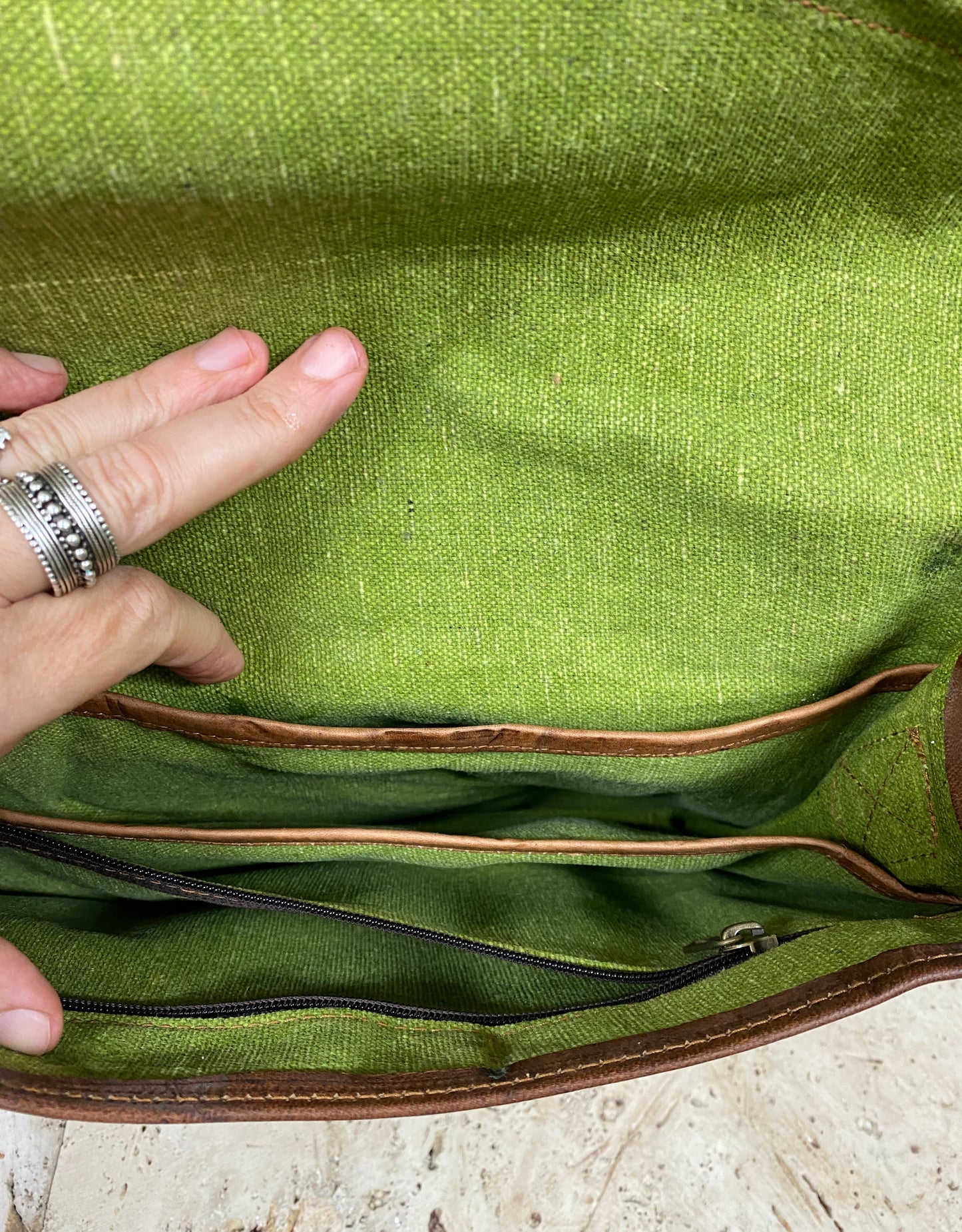 Hand Made Camel Leather bag 1 Front pocket 9" x 11"
