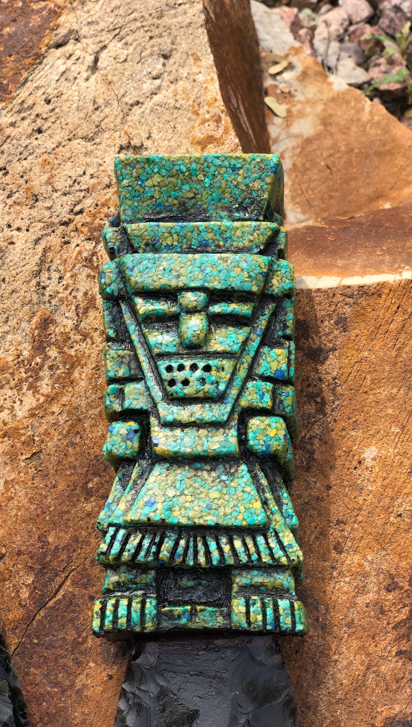 Decorative Aztec Tlaloc Obsidian Knives | Rain God