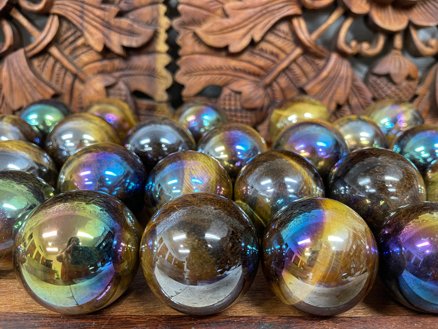 Angel Aura Tigers Eye Spheres