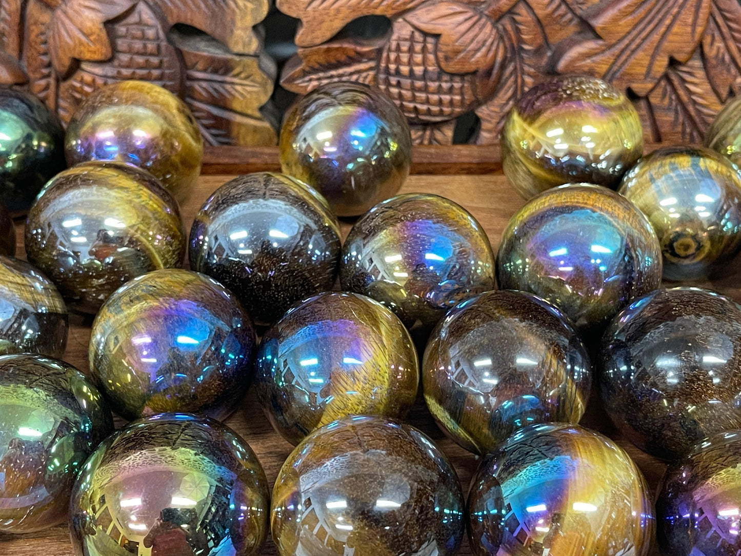 Angel Aura Tigers Eye Spheres