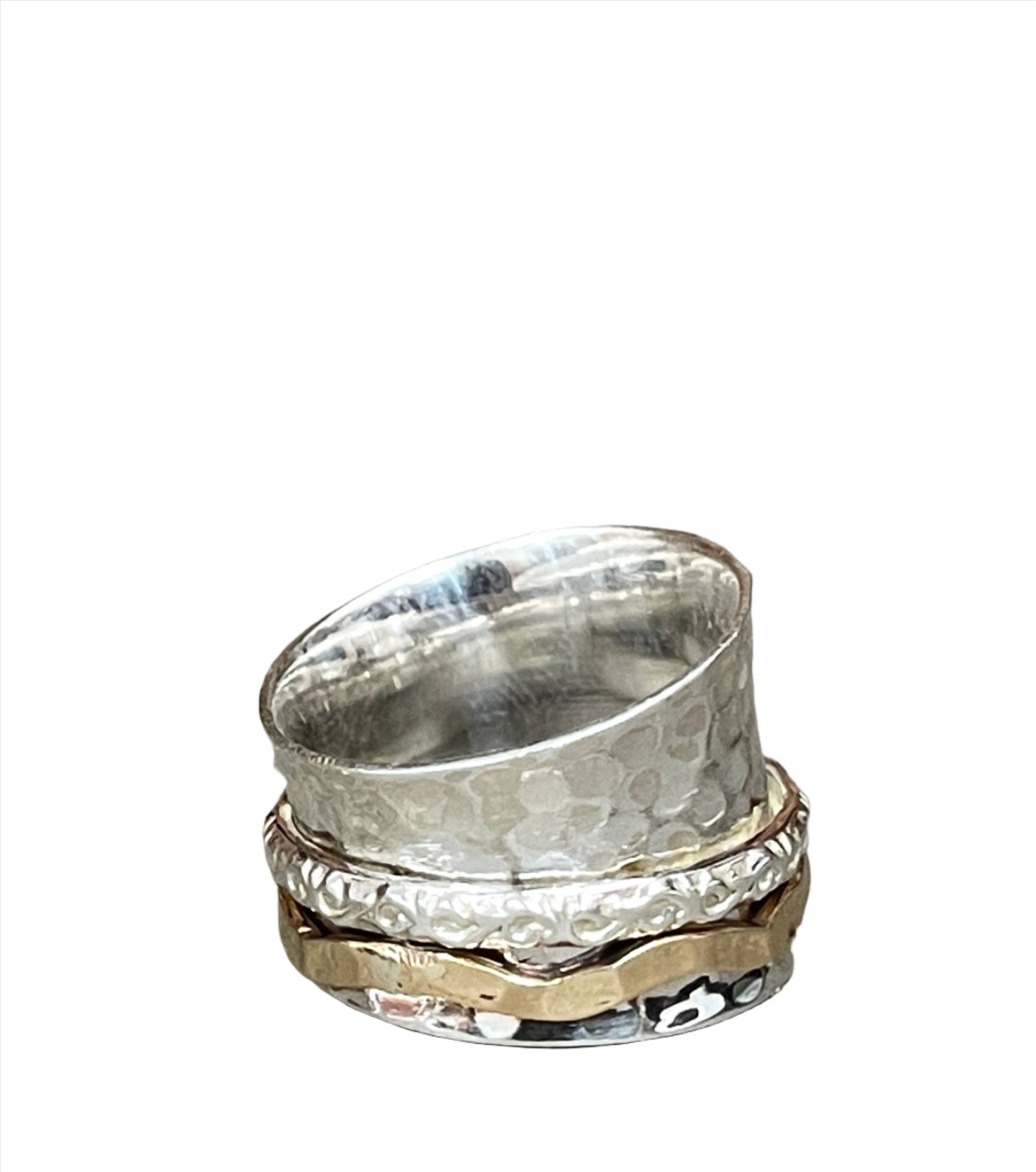 Sterling & Brass combo Spinner Rings