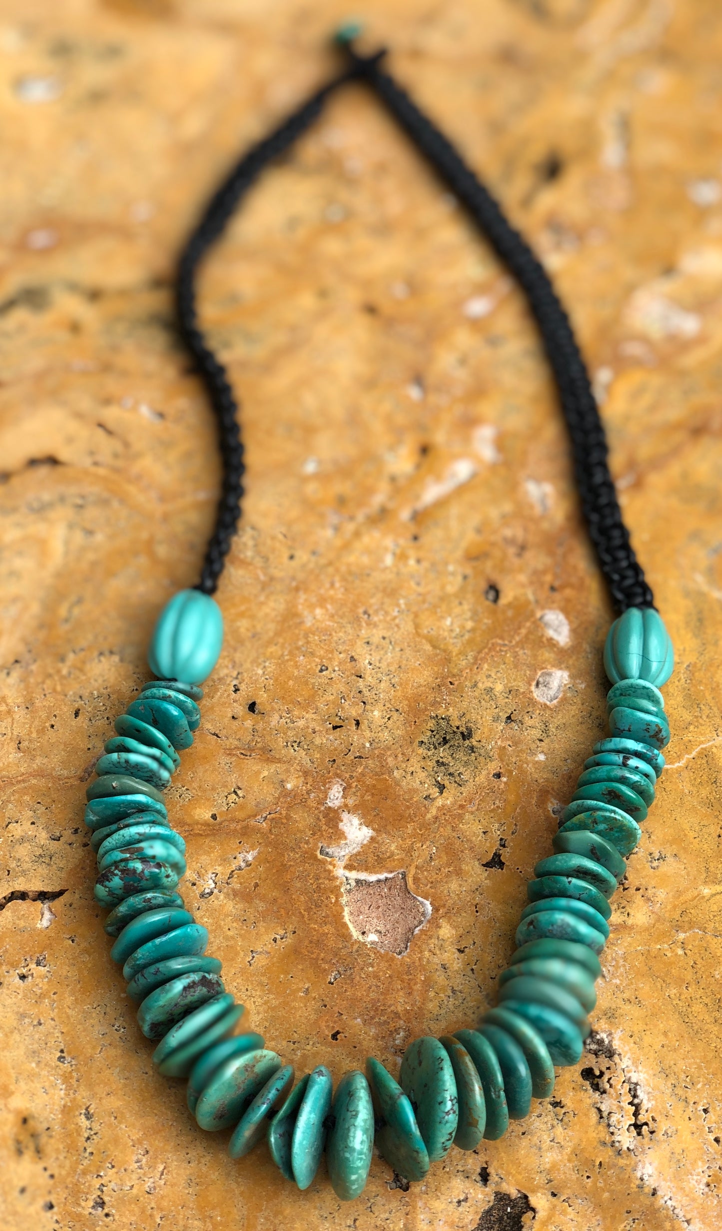 Natural Turquoise Disk Necklace