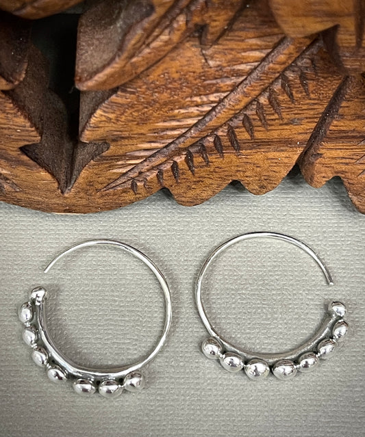 Sterling Silver Tribal Rajastani Hoop Earrings