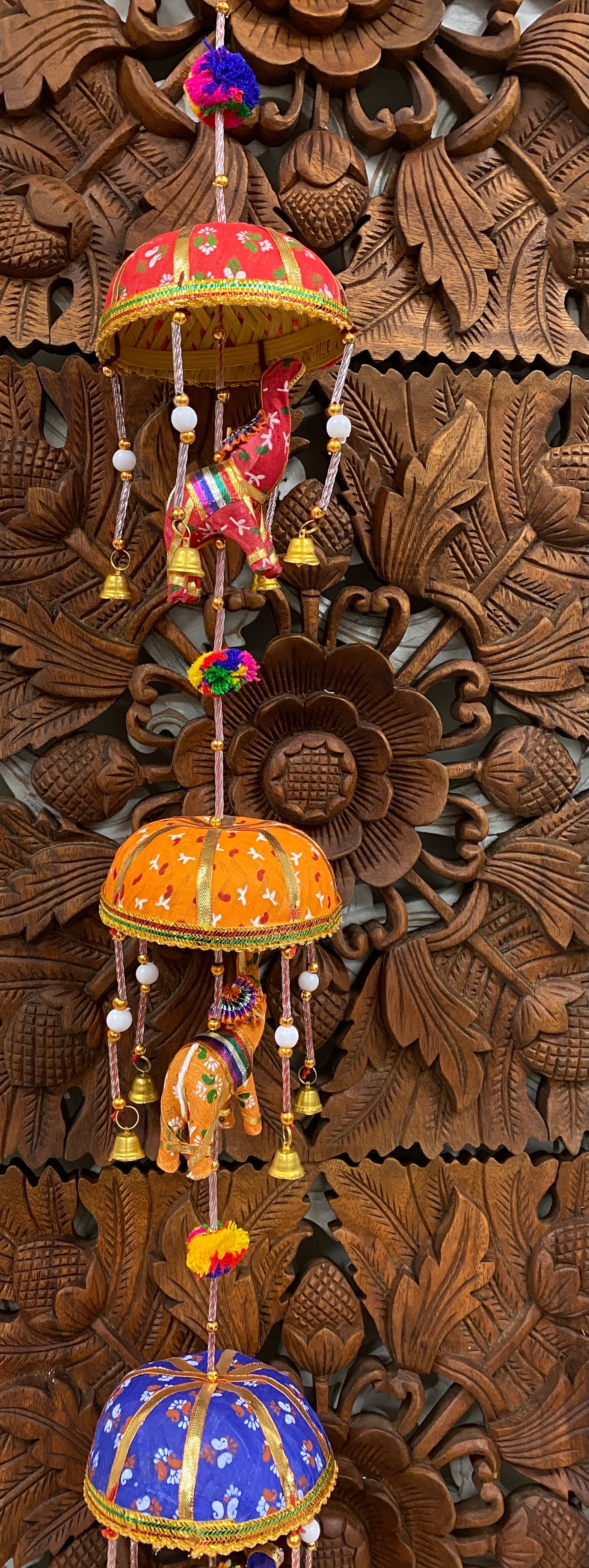 Rajastani Hanging Mobiles with strings of Elephants