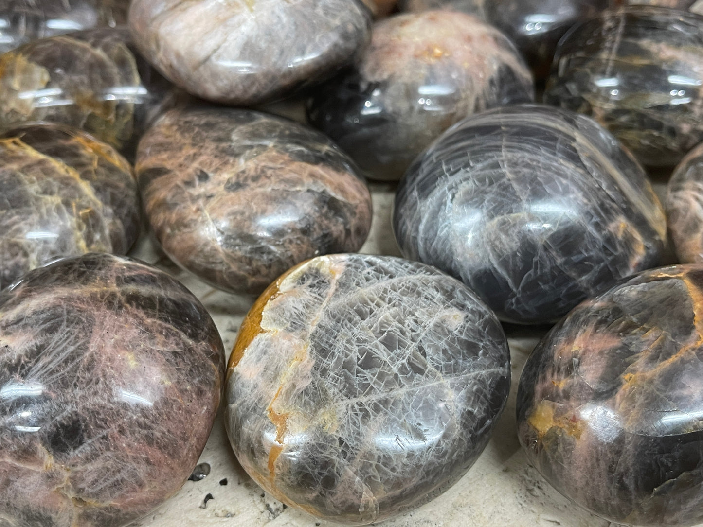 Black Moonstone Palm Stones