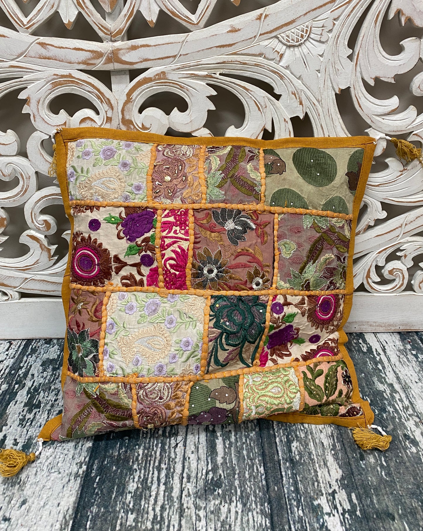 Recycled Sari Patchwork Throw Pillow Cases - 6 Colors