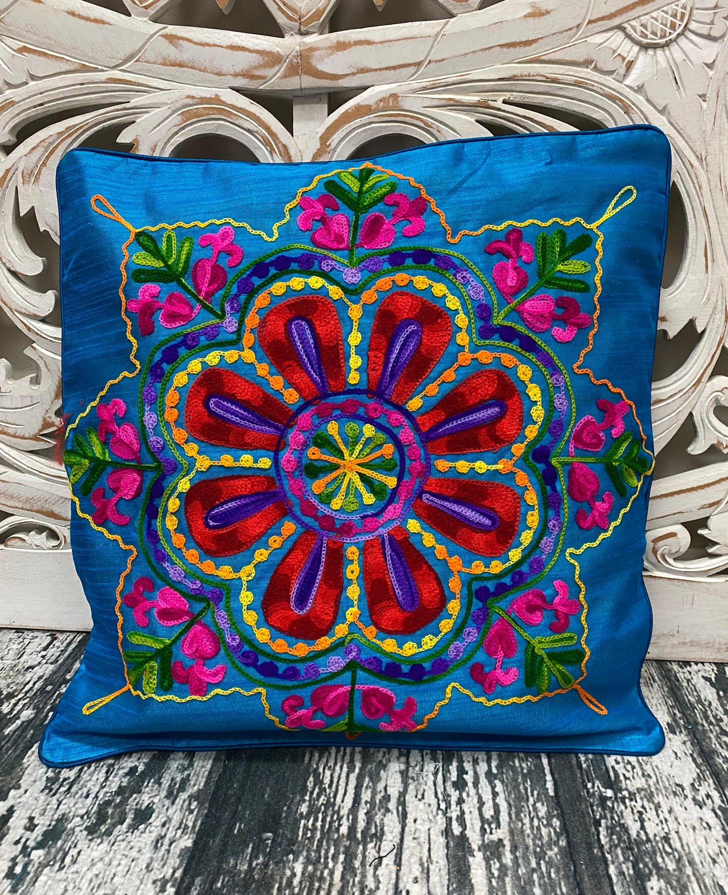 Kashmiri Style Embroidered Pillow Cases - 12 Colors