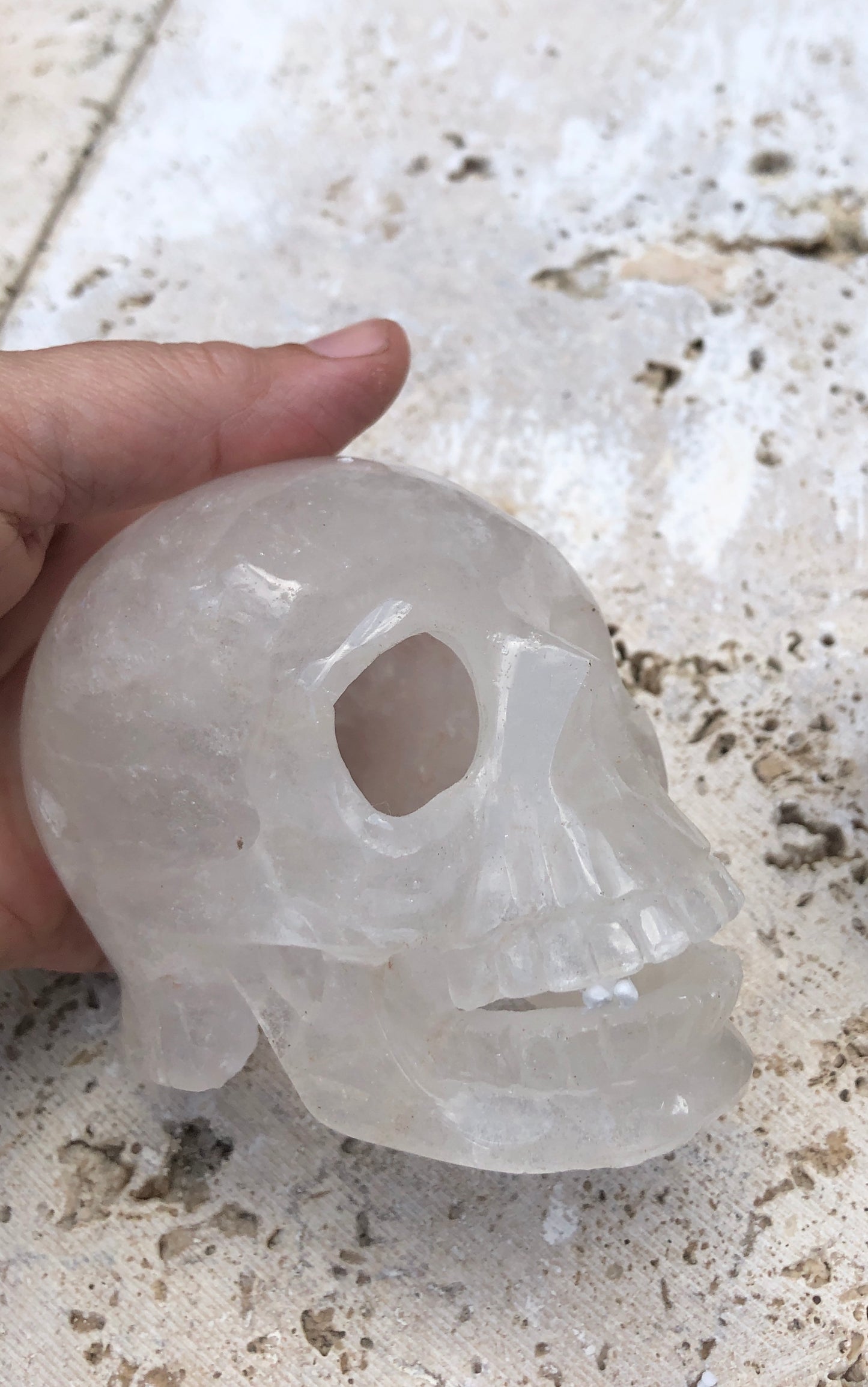 Hand carved Crystal Skull - Quartz or Fluorite