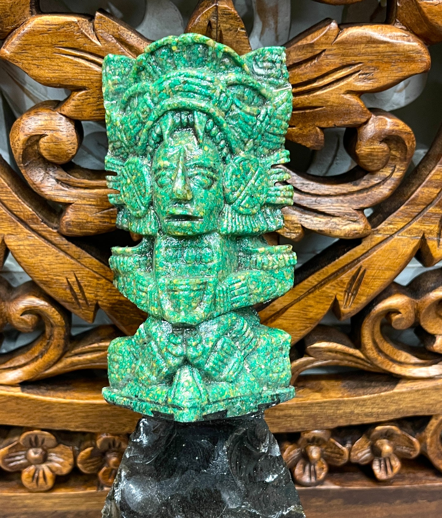 Decorative XL Aztec Tlaloc Obsidian Knives
