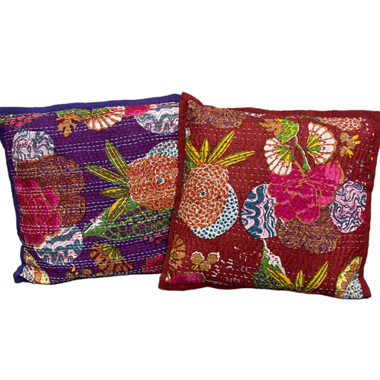 Hand Quilted Stitch Throw Pillow Cases