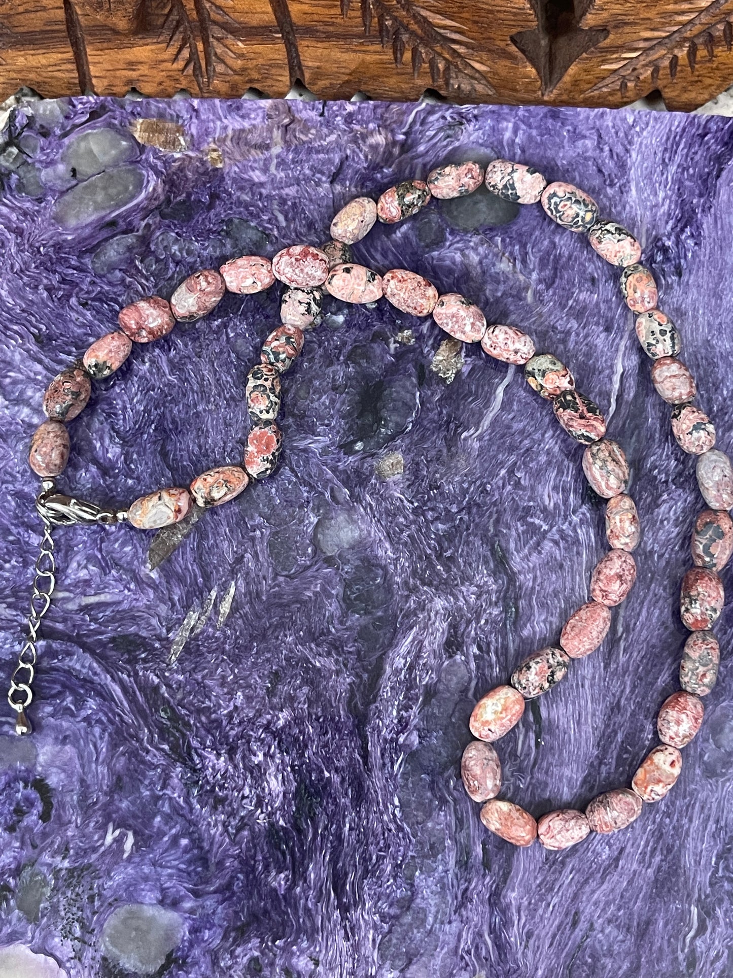 Leopard Skin Jasper Barrel Necklaces