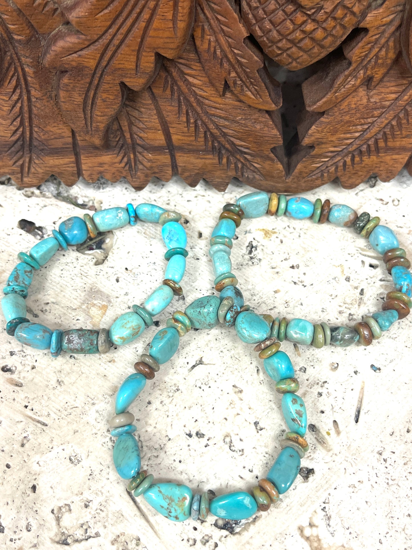 Natural Turquoise Stretchy Bracelets - 3 Styles Available