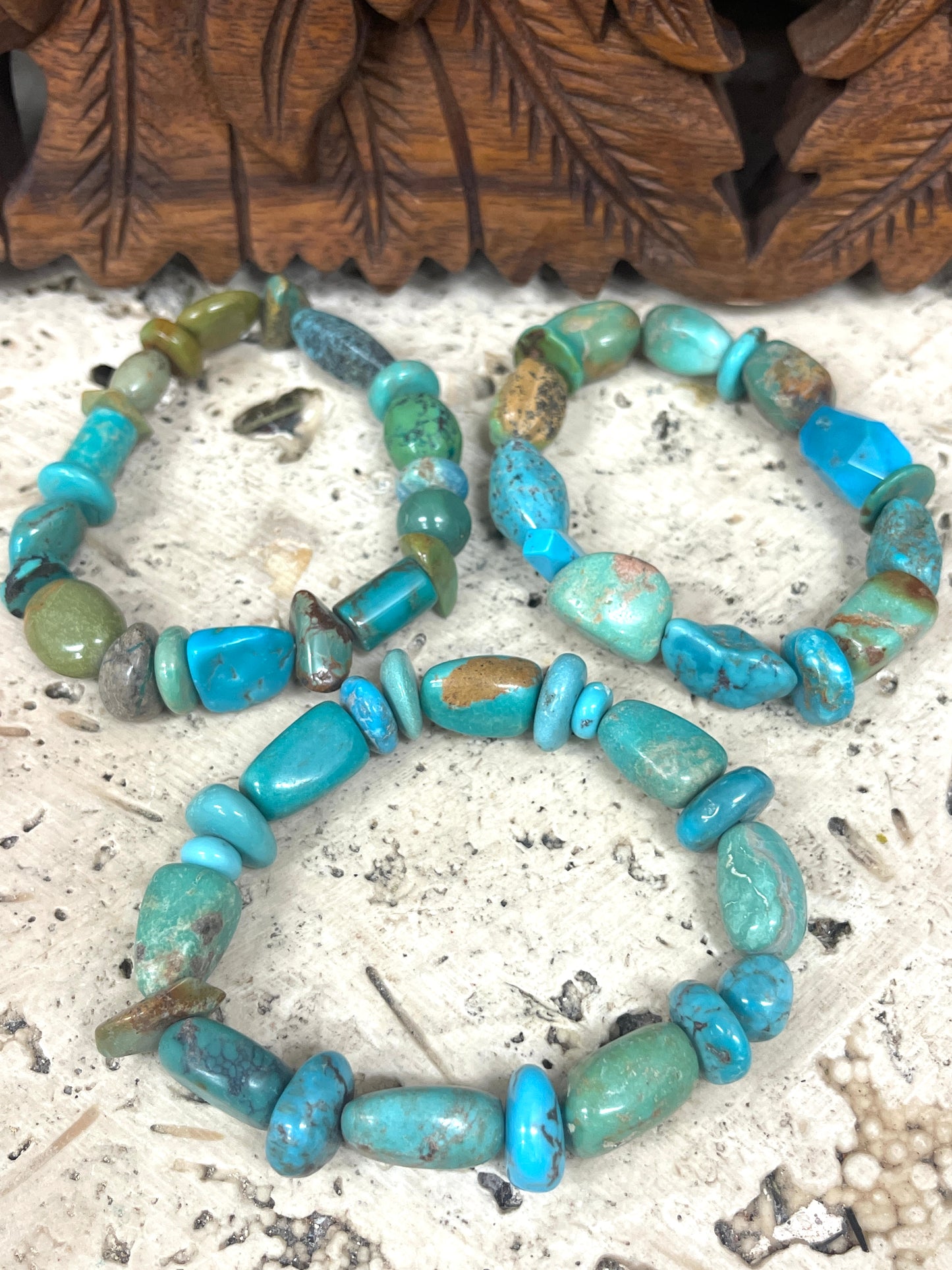 Natural Turquoise Stretchy Bracelets - 3 Styles Available