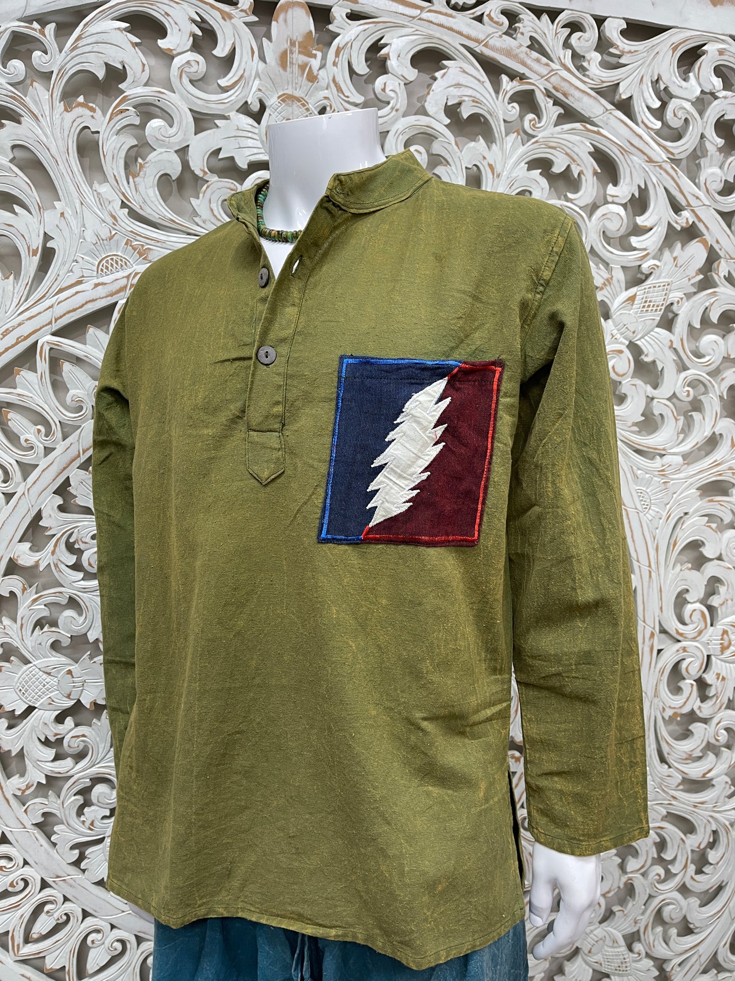 Cotton Lightning Bolt Shirts- Hidden Pockets  Available in 3 Colors