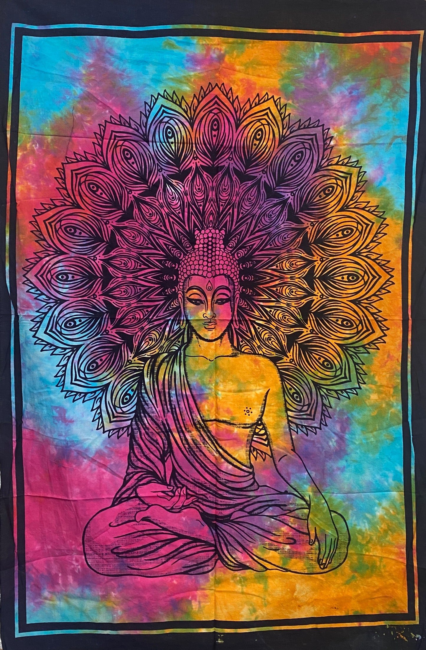 Hand printed Fabric Posters Mini Buddha Tapestries Wall Hangings - Available in 2 Colors