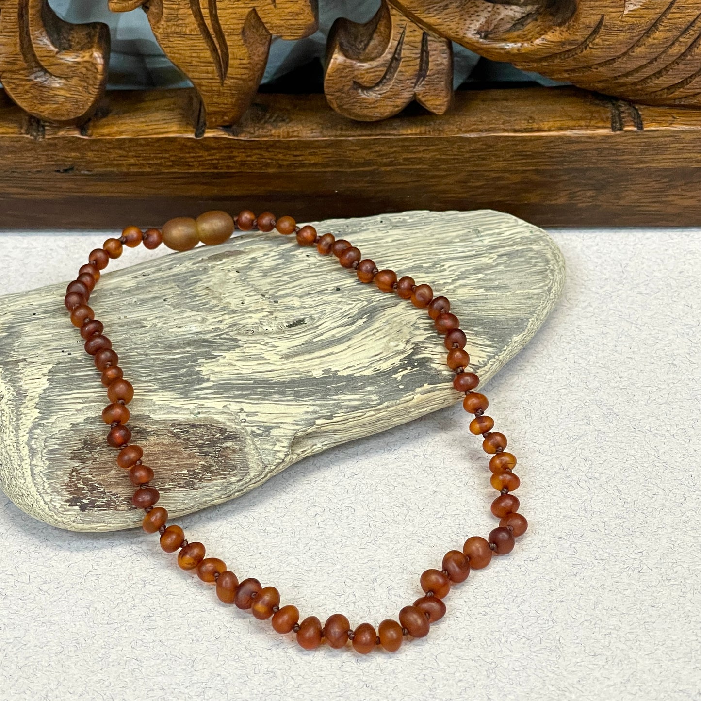 Hand Knotted Amber Baby Teething Necklaces Unpolished Cherry