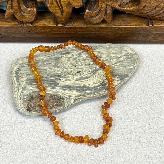 Hand Knotted Amber Baby Teething Necklaces Unpolished Honey