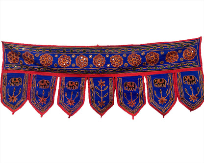 Rajasthani Embroidered Toran with Elephants and Mirrors
